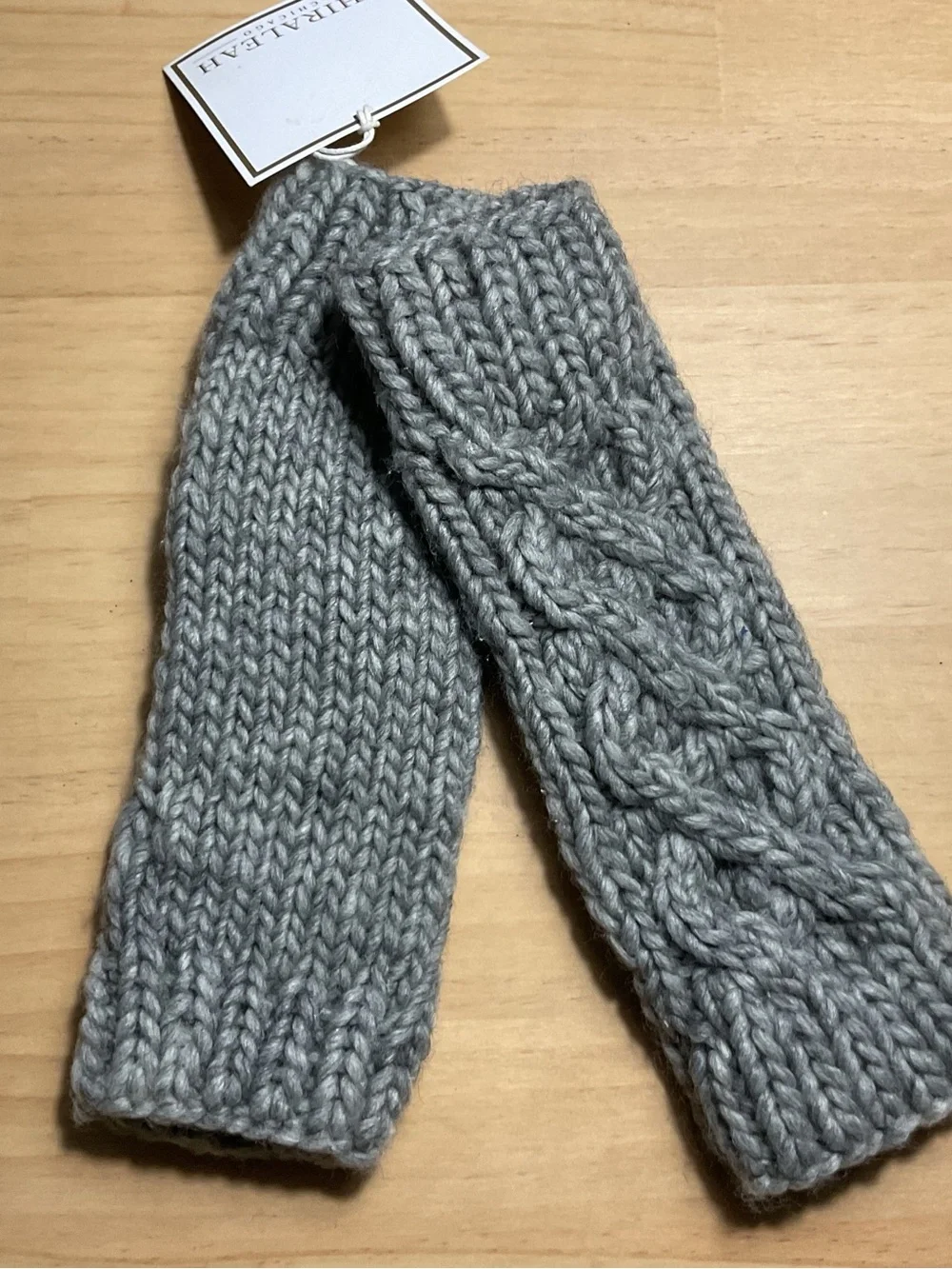 Shiraleah Morgan Fingerless Heather Gray Cable Knit Gloves